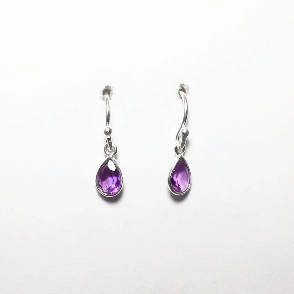 Amethyst Faceted Dangle Earrings-Rocks and Gems Canada