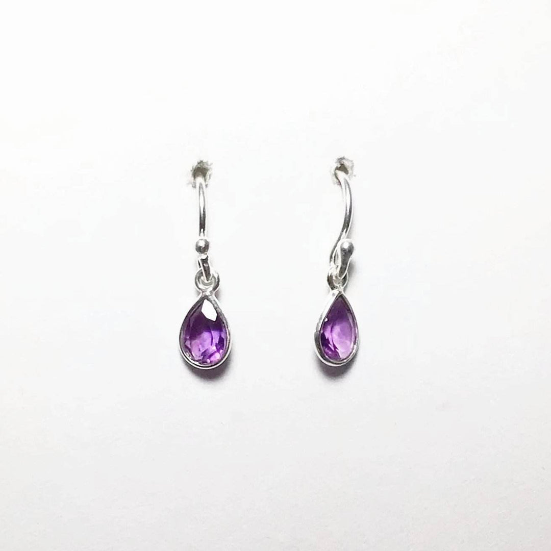 Amethyst Faceted Dangle Earrings-Rocks and Gems Canada