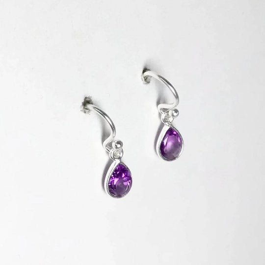 Amethyst Faceted Dangle Earrings-Rocks and Gems Canada