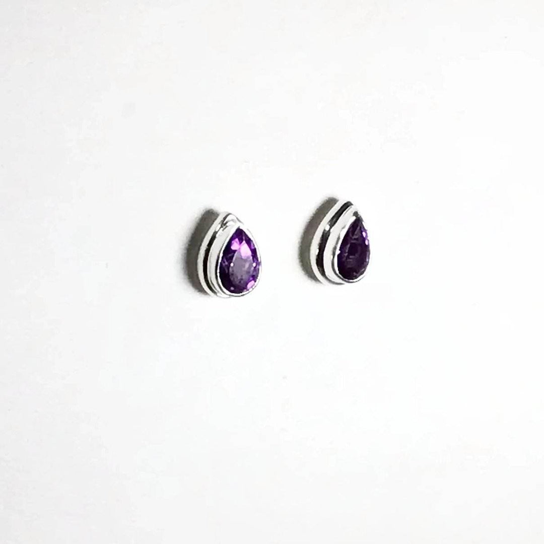 Amethyst Stud Earrings-Rocks and Gems Canada