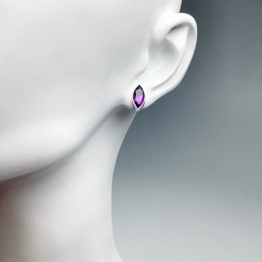 Amethyst Stud Earrings-Rocks and Gems Canada