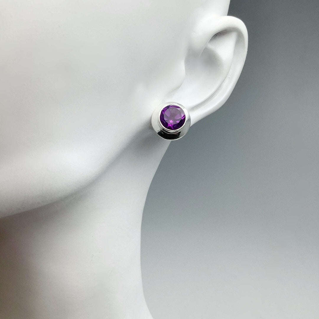Amethyst Stud Earrings-Rocks and Gems Canada