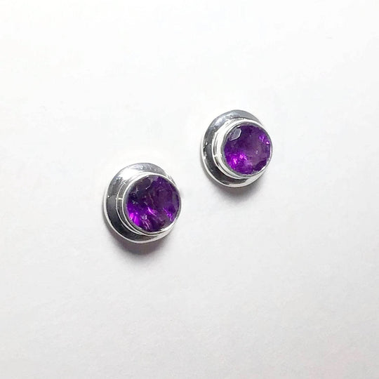 Amethyst Stud Earrings-Rocks and Gems Canada