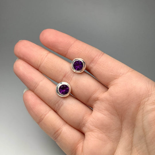 Amethyst Stud Earrings-Rocks and Gems Canada