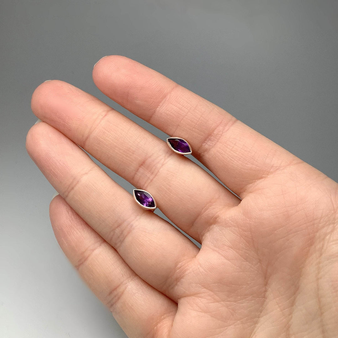 Amethyst Stud Earrings-Rocks and Gems Canada