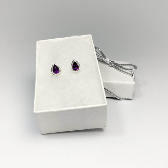 Amethyst Stud Earrings-Rocks and Gems Canada