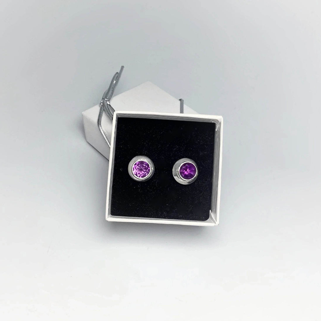 Amethyst Stud Earrings-Rocks and Gems Canada