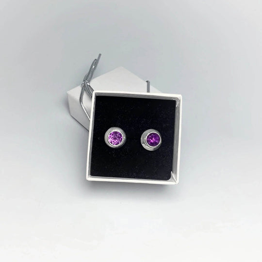 Amethyst Stud Earrings-Rocks and Gems Canada