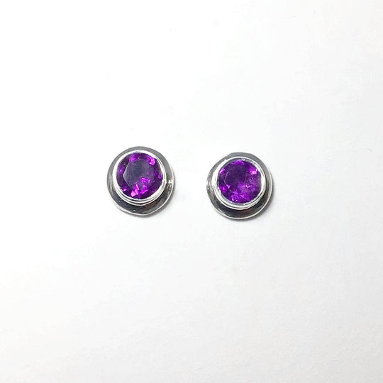 Amethyst Stud Earrings-Rocks and Gems Canada