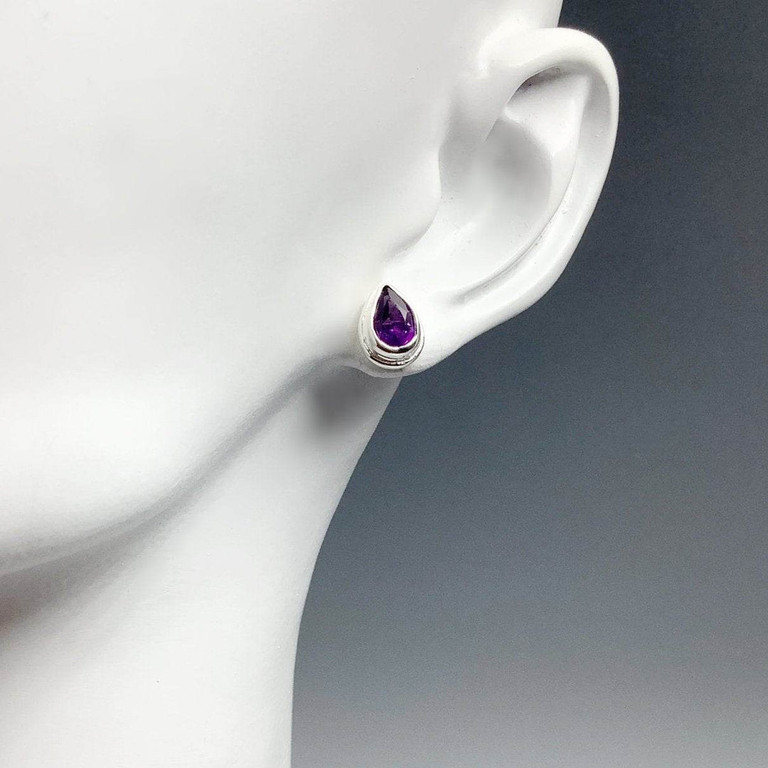 Amethyst Stud Earrings-Rocks and Gems Canada
