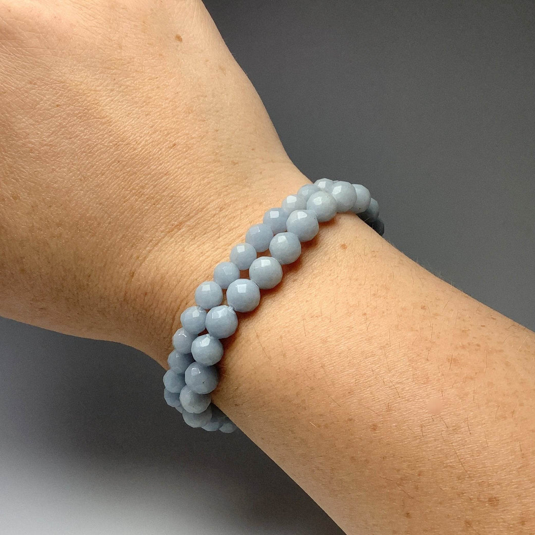 Angelite Faceted Beaded Bracelet-Rocks and Gems Canada