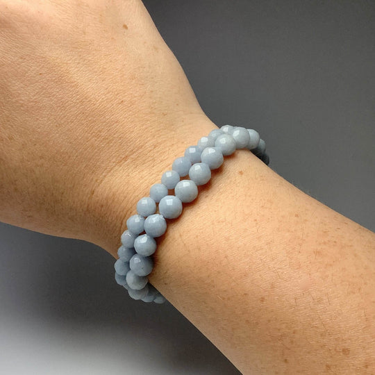 Angelite Faceted Beaded Bracelet-Rocks and Gems Canada