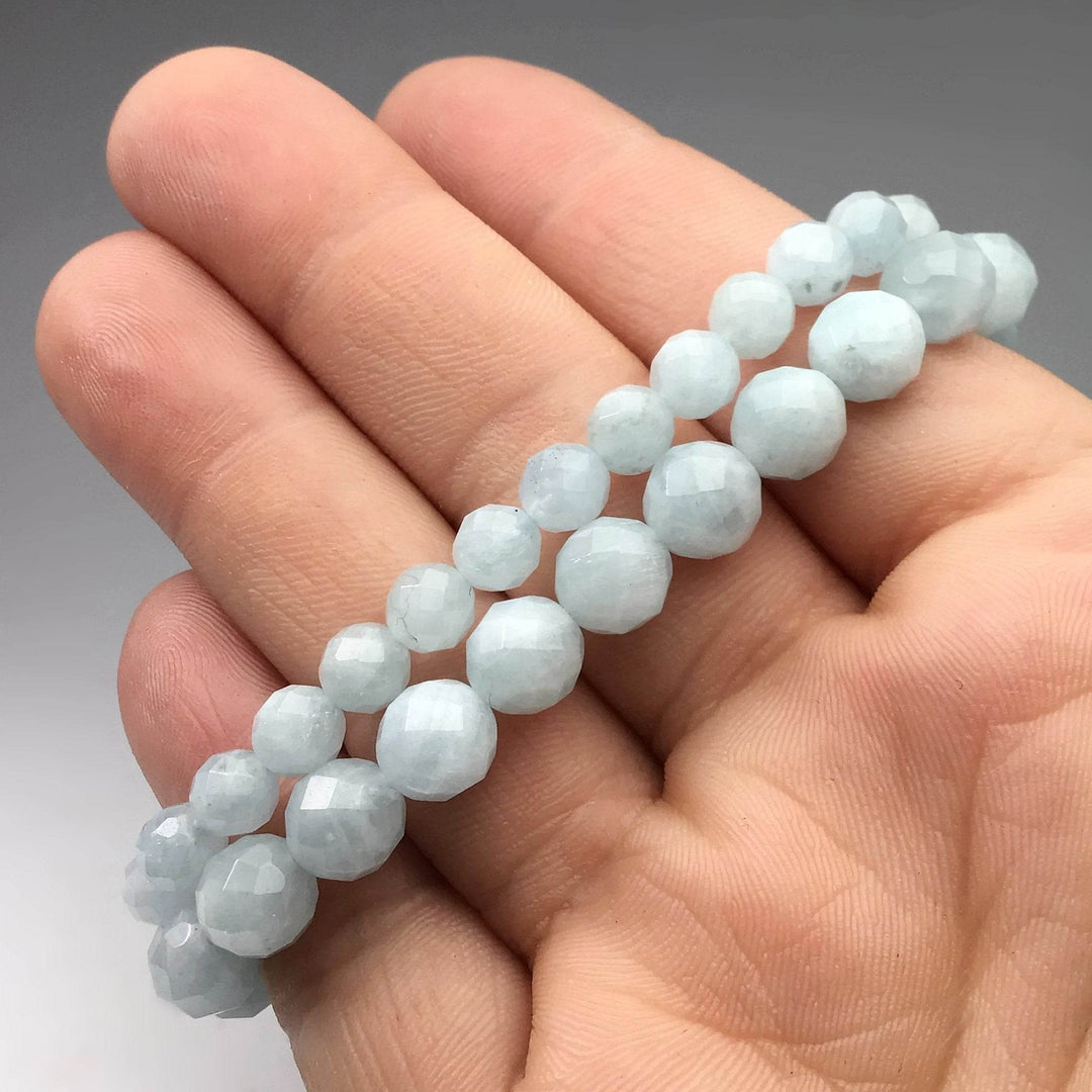 Aquamarine Faceted Beaded Bracelet-Rocks and Gems Canada