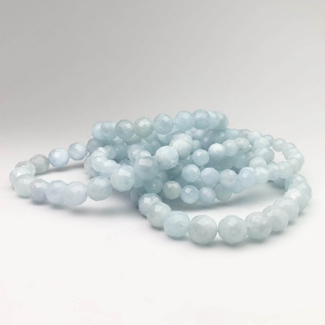 Aquamarine Faceted Beaded Bracelet-Rocks and Gems Canada