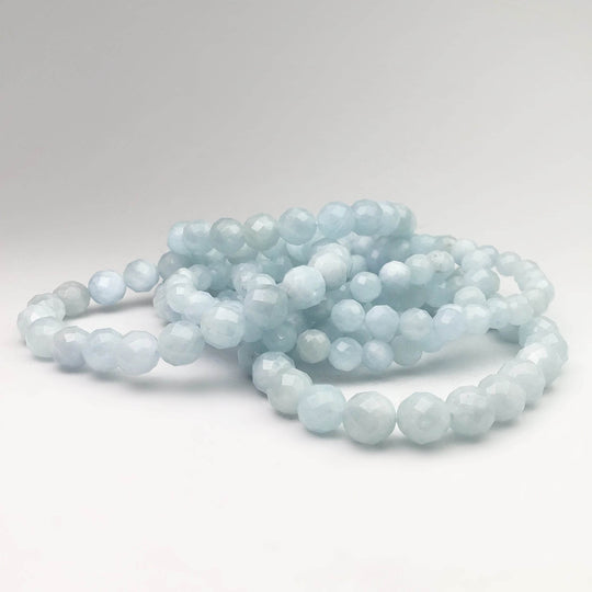Aquamarine Faceted Beaded Bracelet-Rocks and Gems Canada