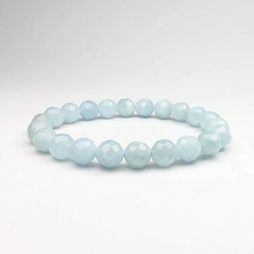 Aquamarine Faceted Beaded Bracelet-Rocks and Gems Canada