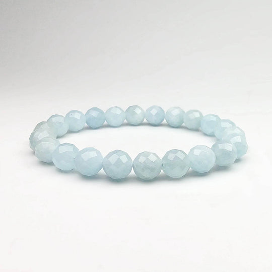Aquamarine Faceted Beaded Bracelet-Rocks and Gems Canada