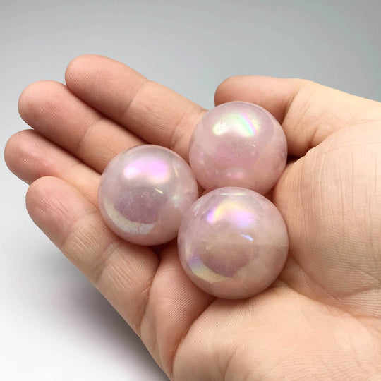 Aura Rose Quartz Sphere-Rocks and Gems Canada