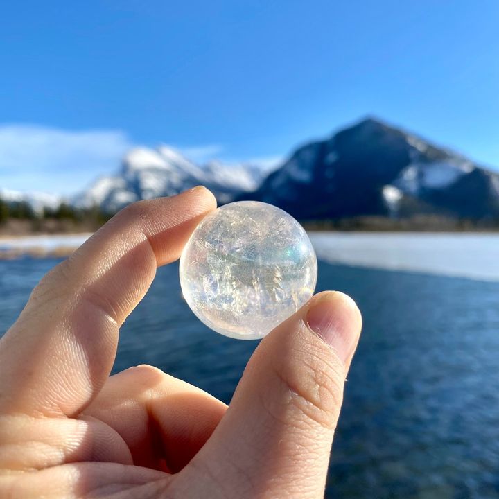 Opalescent Aura Quartz Sphere - Rocks and Gems Canada