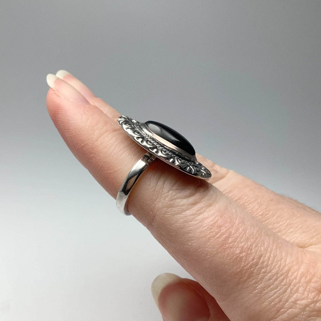 Black Onyx Bohemian Style Ring-Rocks and Gems Canada