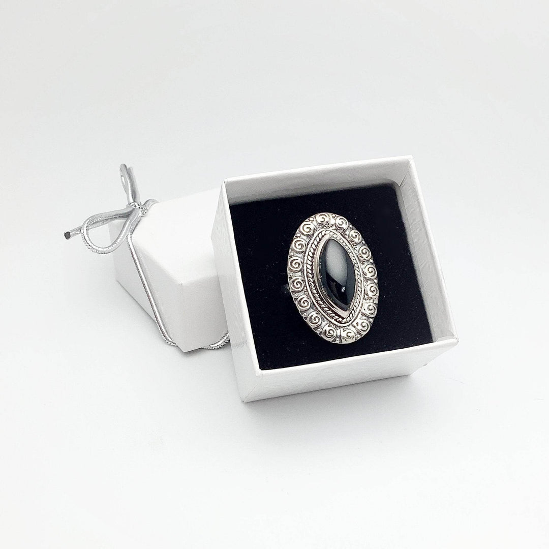 Black Onyx Bohemian Style Ring-Rocks and Gems Canada