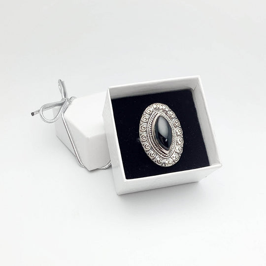 Black Onyx Bohemian Style Ring-Rocks and Gems Canada
