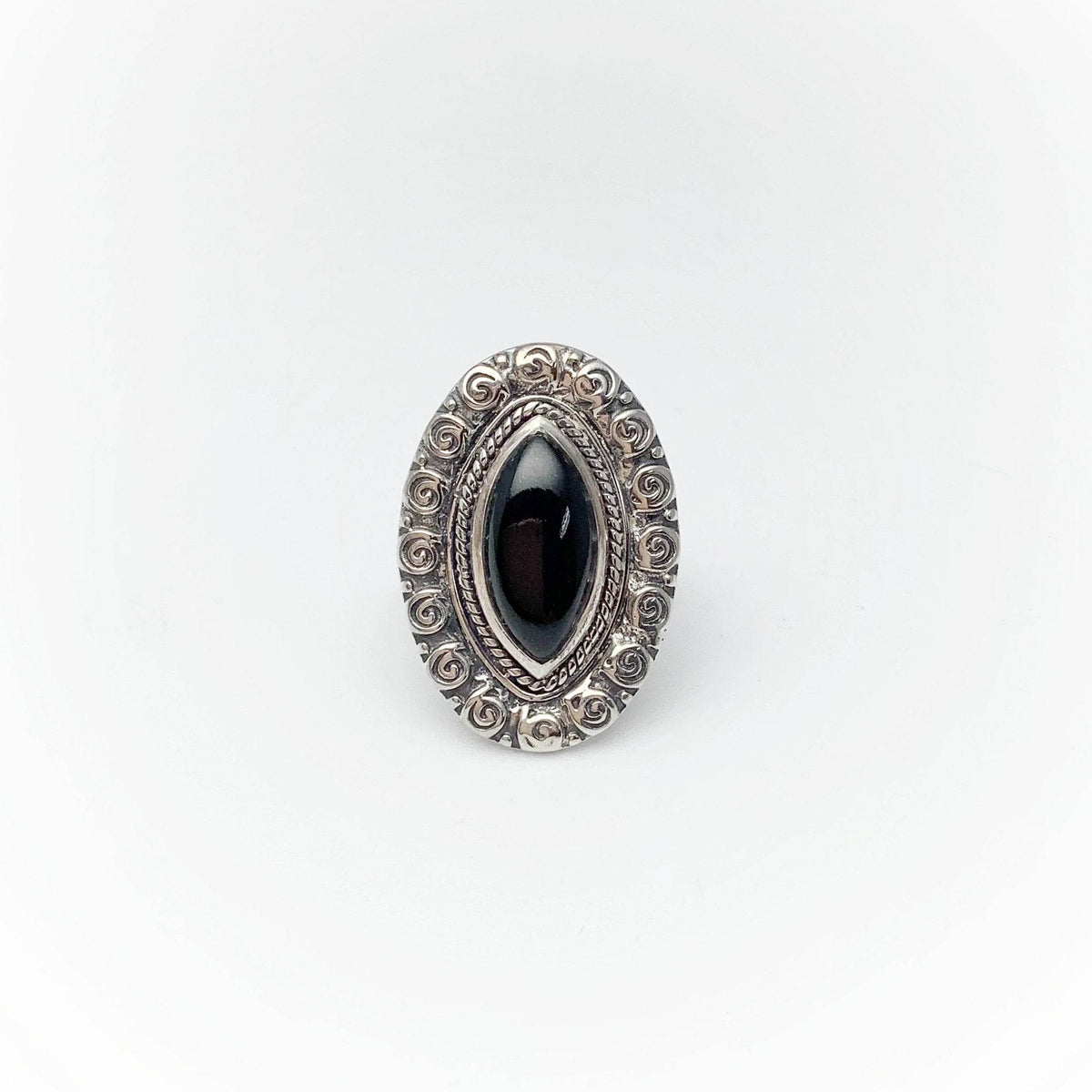 Black Onyx Bohemian Style Ring-Rocks and Gems Canada