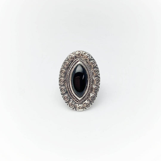Black Onyx Bohemian Style Ring-Rocks and Gems Canada
