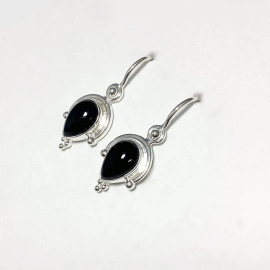 Black Onyx Dangle Earrings-Rocks and Gems Canada