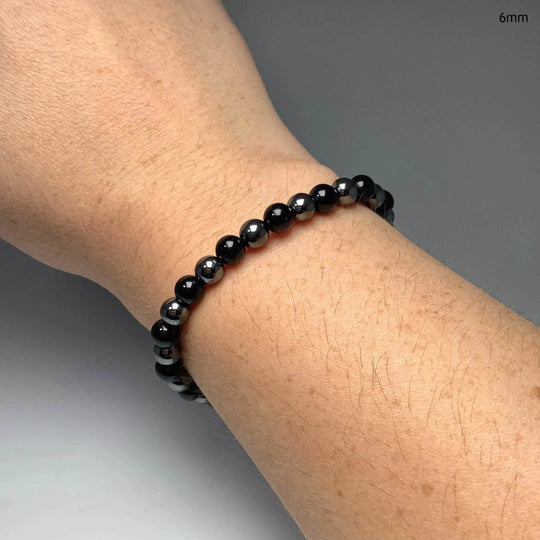 Black Onyx and Hematite Beaded Bracelet-Rocks and Gems Canada