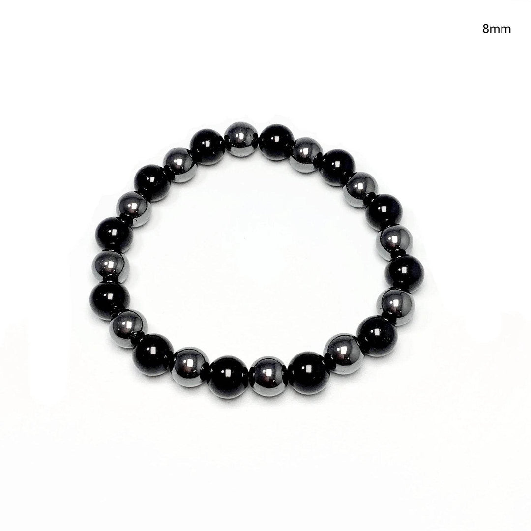 Black Onyx and Hematite Beaded Bracelet-Rocks and Gems Canada