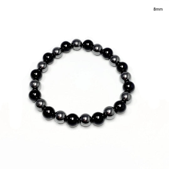 Black Onyx and Hematite Beaded Bracelet-Rocks and Gems Canada