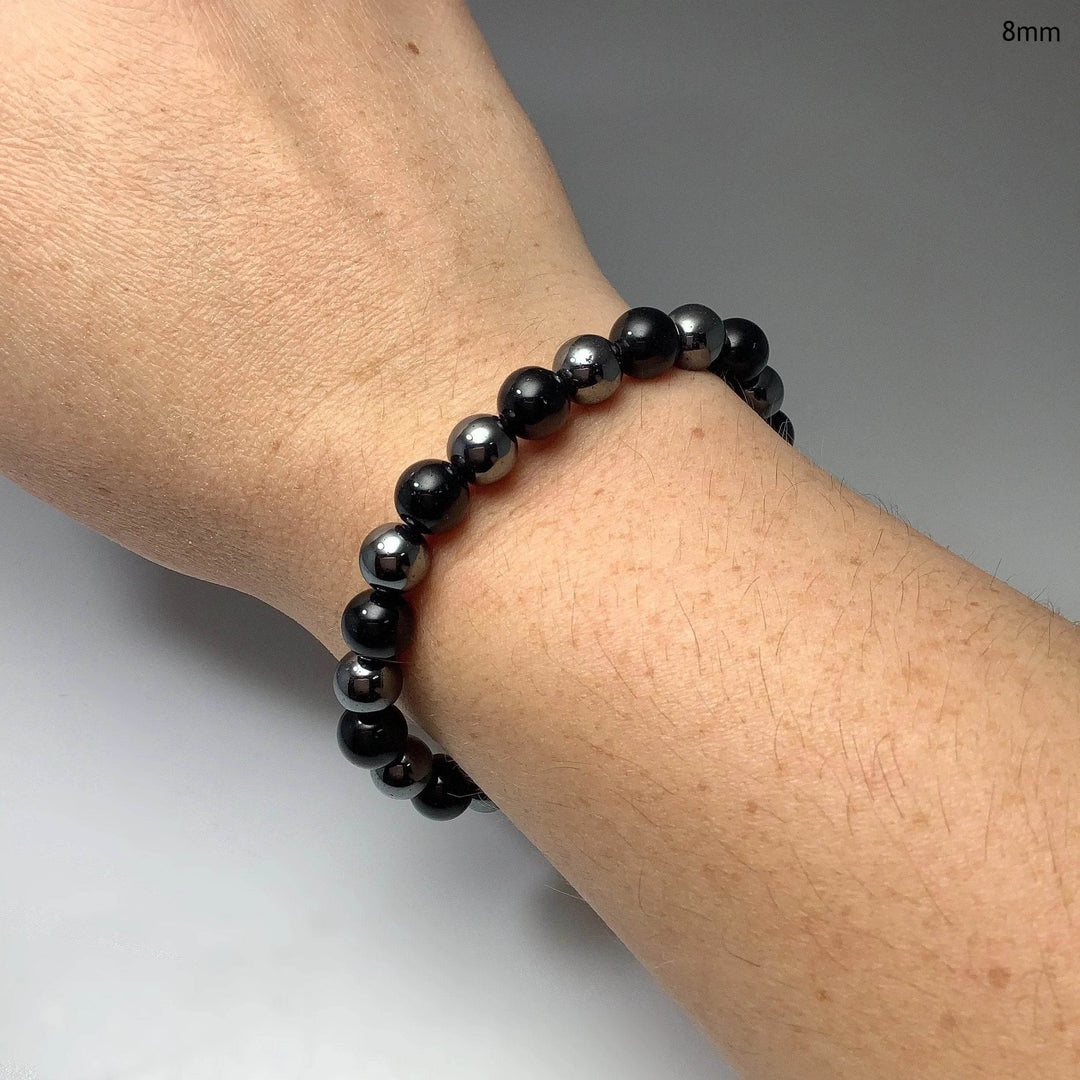 Black Onyx and Hematite Beaded Bracelet-Rocks and Gems Canada