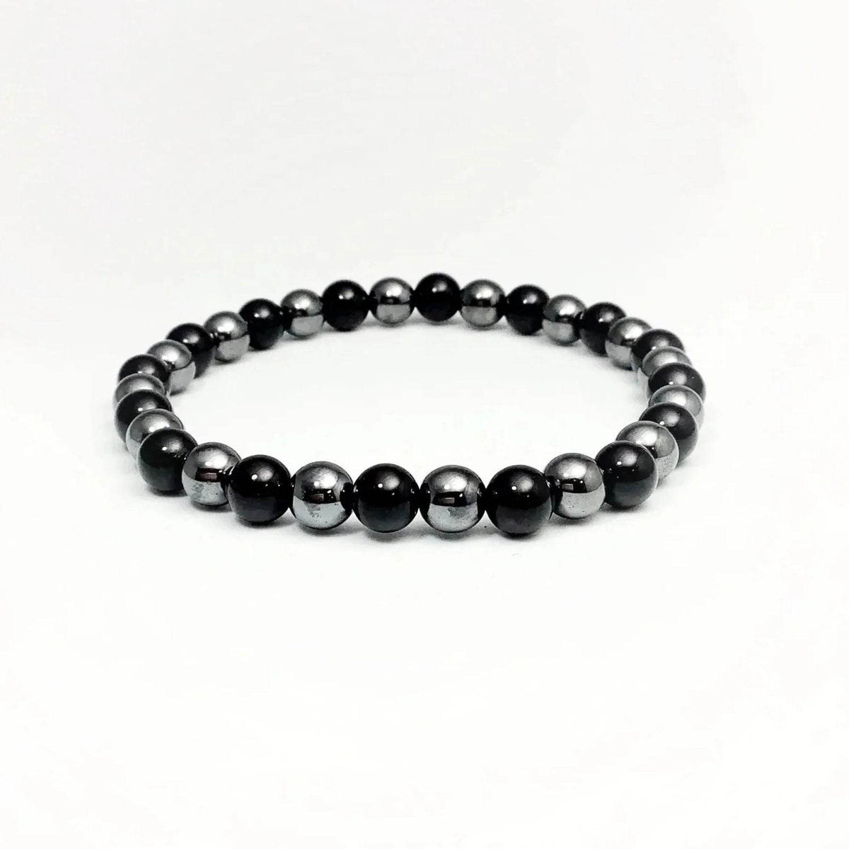 Black Onyx and Hematite Beaded Bracelet-Rocks and Gems Canada