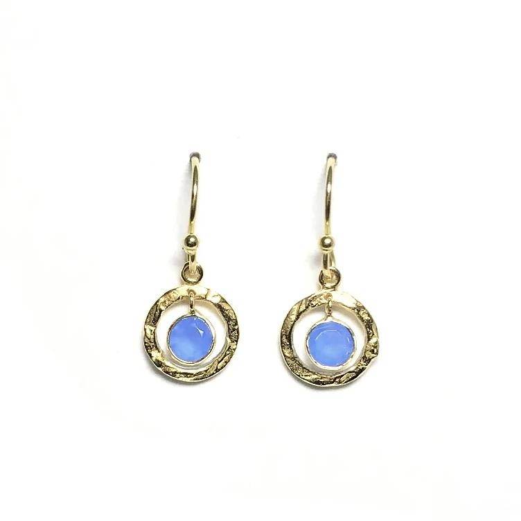 Blue Chalcedony Dangle Earrings-Rocks and Gems Canada