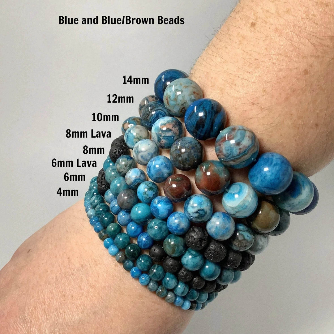Blue Crazy Lace Agate Beaded Bracelet-Rocks and Gems Canada