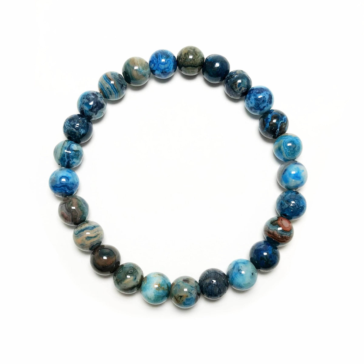 Blue Crazy Lace Agate Beaded Bracelet-Rocks and Gems Canada
