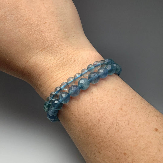 Blue Fluorite Faceted Beaded Bracelet-Rocks and Gems Canada