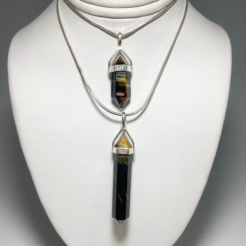 Blue Gold Tiger Eye Double Terminated Point Pendant-Rocks and Gems Canada