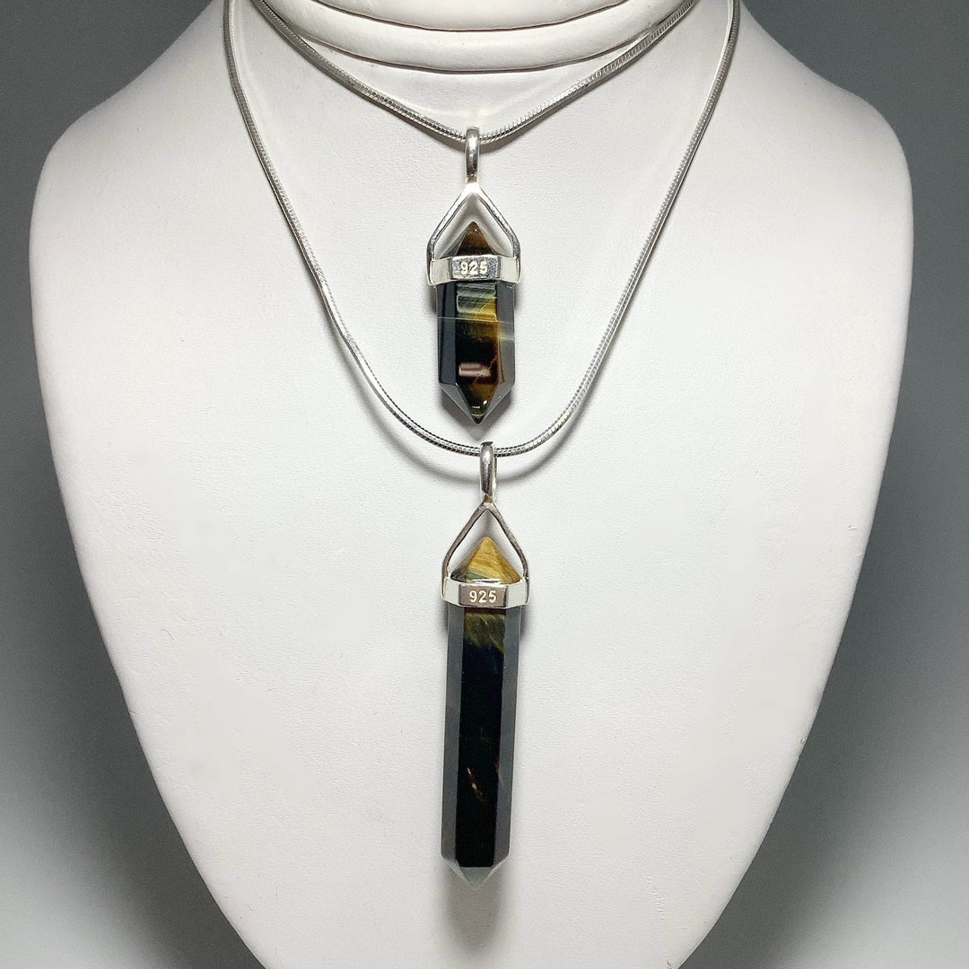 Blue Gold Tiger Eye Double Terminated Point Pendant-Rocks and Gems Canada
