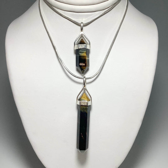 Blue Gold Tiger Eye Double Terminated Point Pendant-Rocks and Gems Canada
