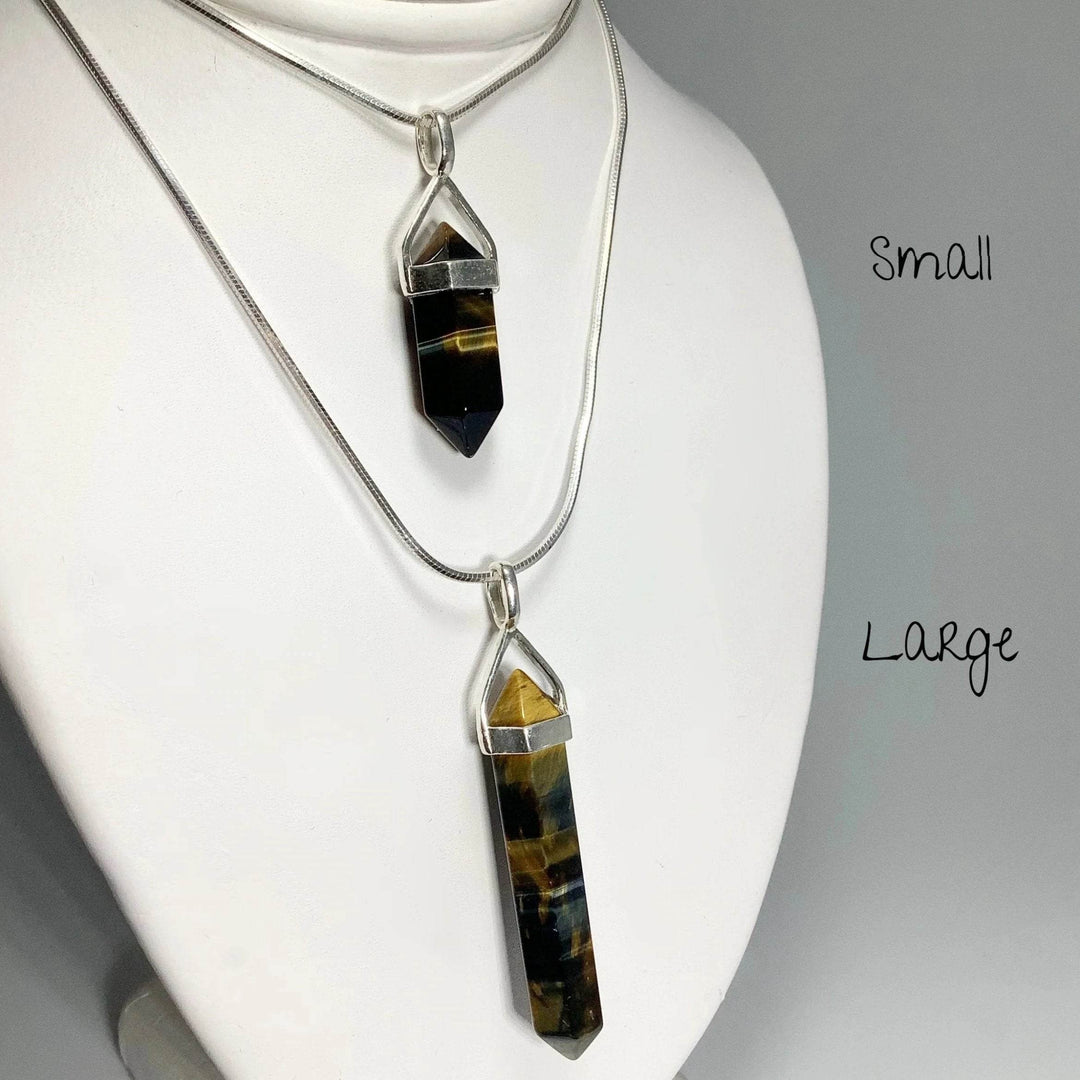 Blue Gold Tiger Eye Double Terminated Point Pendant-Rocks and Gems Canada