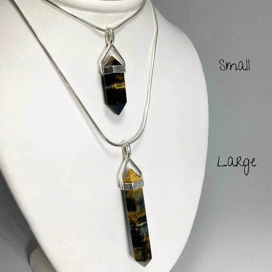 Blue Gold Tiger Eye Double Terminated Point Pendant-Rocks and Gems Canada
