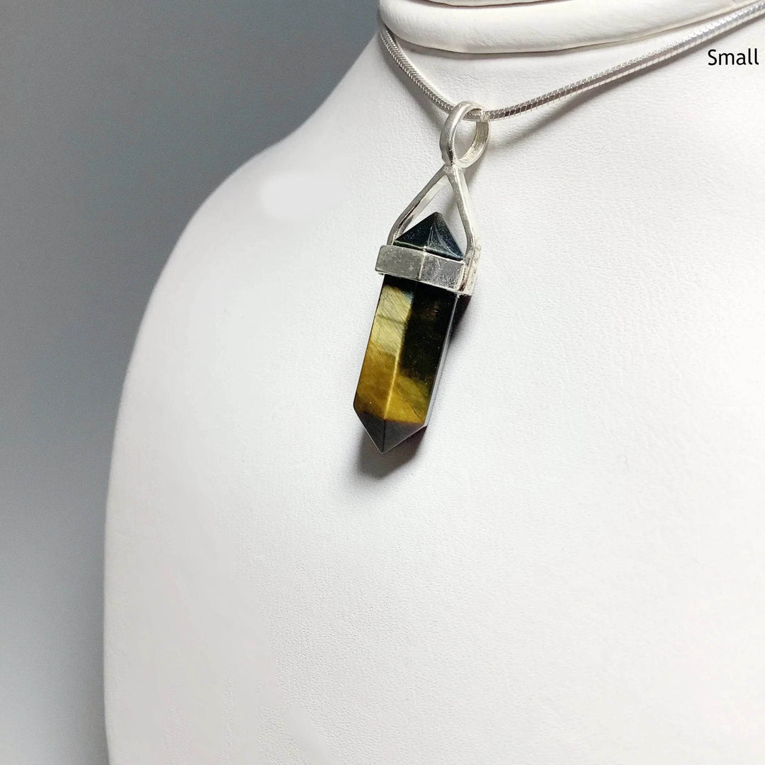 Blue Gold Tiger Eye Double Terminated Point Pendant-Rocks and Gems Canada
