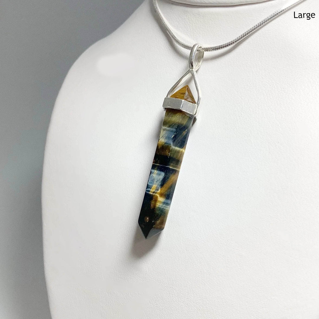 Blue Gold Tiger Eye Double Terminated Point Pendant-Rocks and Gems Canada