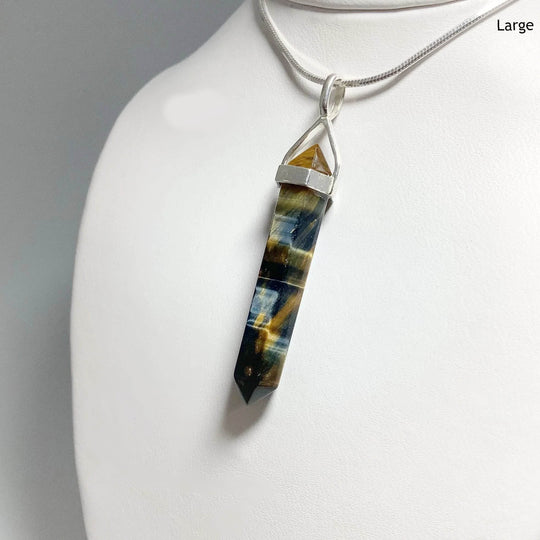 Blue Gold Tiger Eye Double Terminated Point Pendant-Rocks and Gems Canada