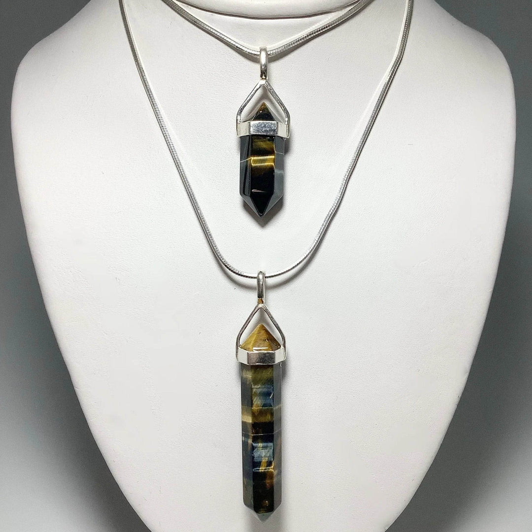 Blue Gold Tiger Eye Double Terminated Point Pendant-Rocks and Gems Canada