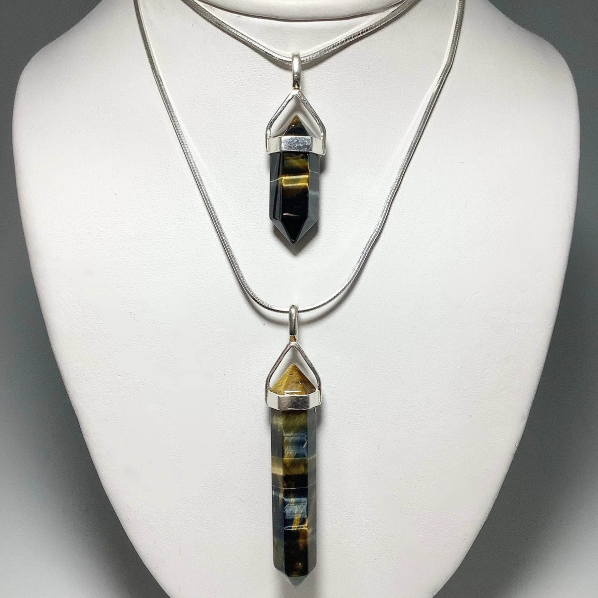 Blue Gold Tiger Eye Double Terminated Point Pendant-Rocks and Gems Canada