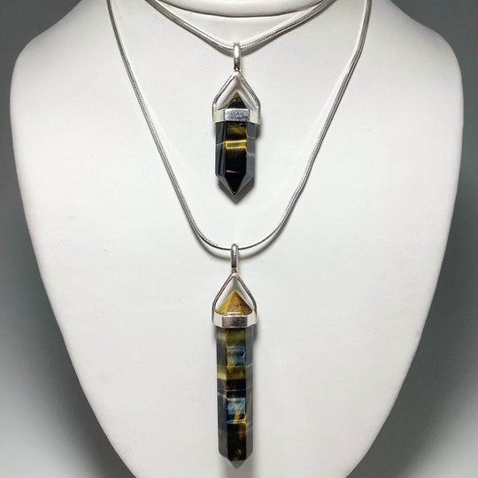 Blue Gold Tiger Eye Double Terminated Point Pendant-Rocks and Gems Canada