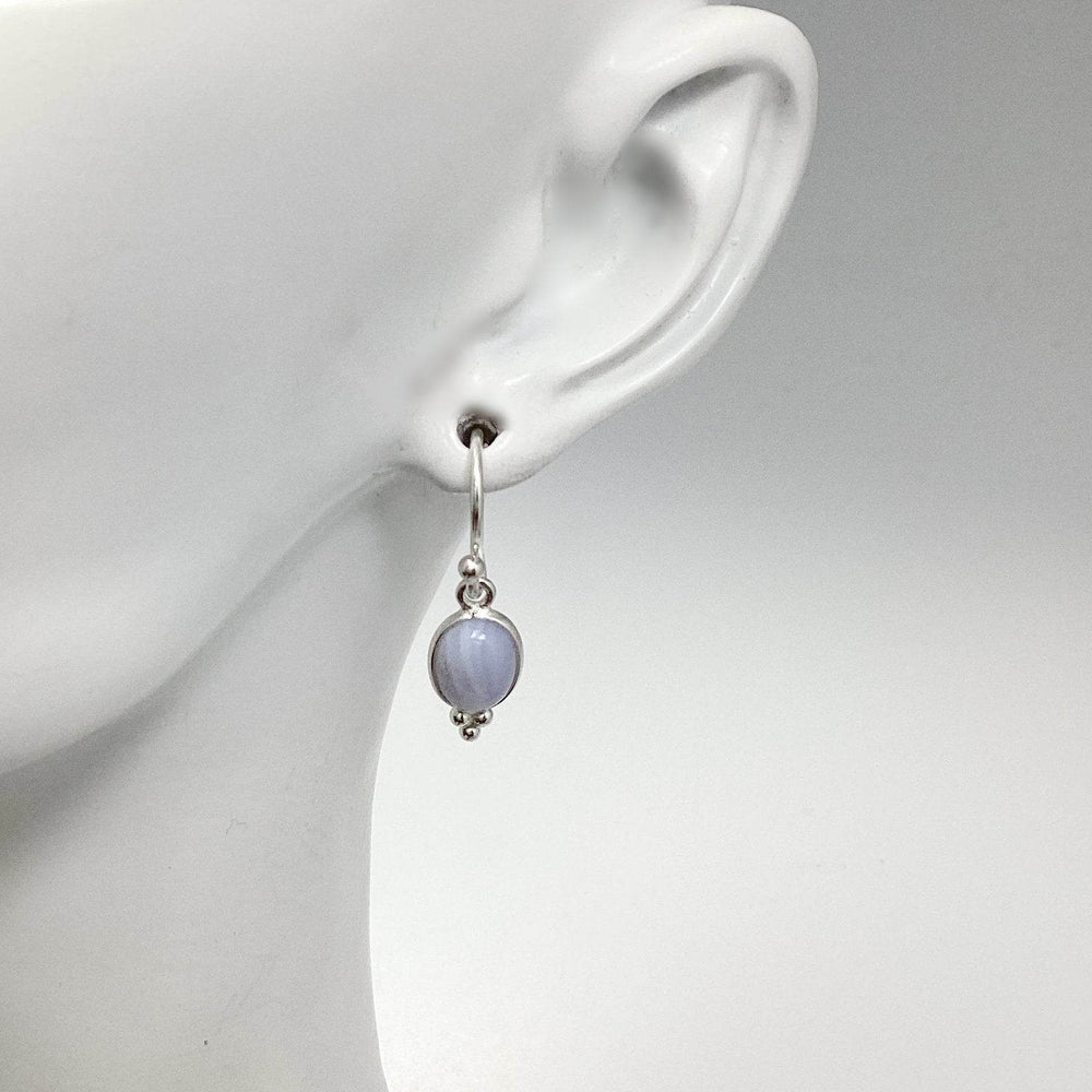 Blue Lace Agate Dangle Earrings-Rocks and Gems Canada